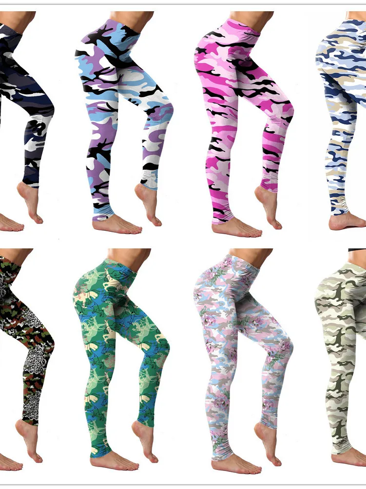 

WI Yoga Pants Women's Printed Leggings Nine-Foot Pants Thin Milk Silk Fabric Ladies Faionable Trousers Spring Season