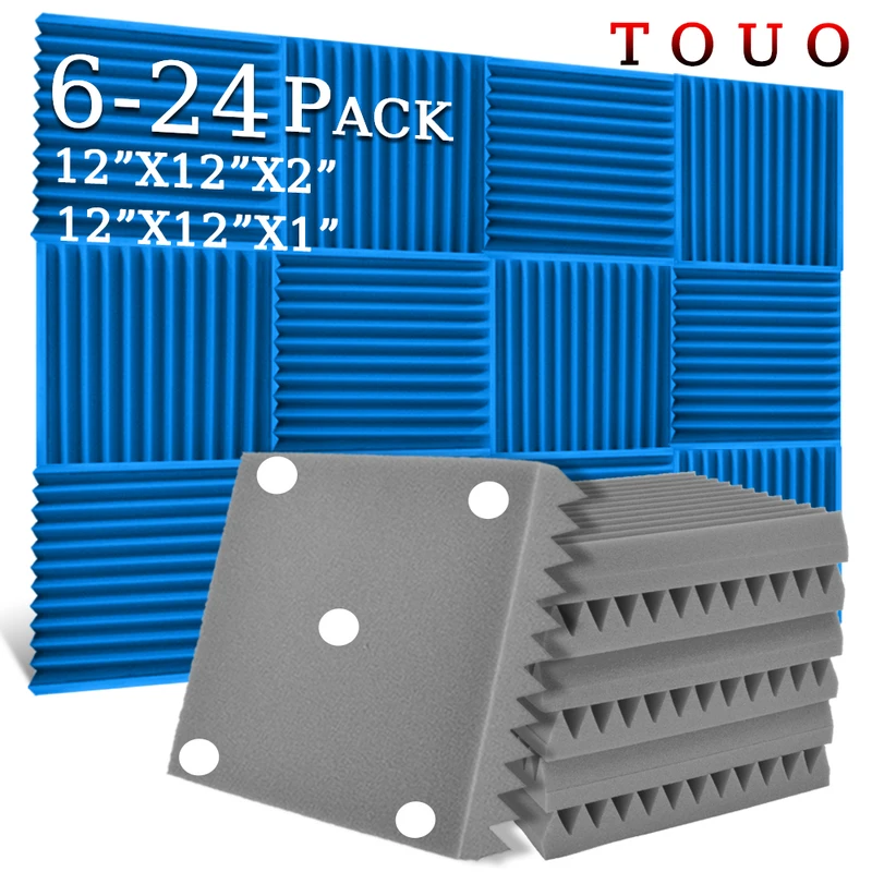 

TOUO Acoustic Foam 6/12/24 Pcs Home Studio Acoustic Treatment Soundproofing Foams Wall Soundproofing Bedroom Sound Insulation