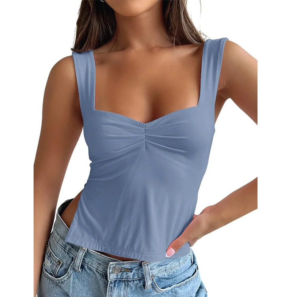 Women's Summer Vest Top New 2025 Fashion Y2k Small Tank Top Sexy Spicy Girl Tight Top Women's Solid Color Slim Elastic Vest