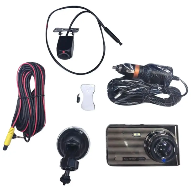 

Car Camera Bracket 4Inch IPS Screen 1080P+720P HD 140 Degree Wide Angle Camera Driving Recorder 24 Hours Parking Monitoring DVR-