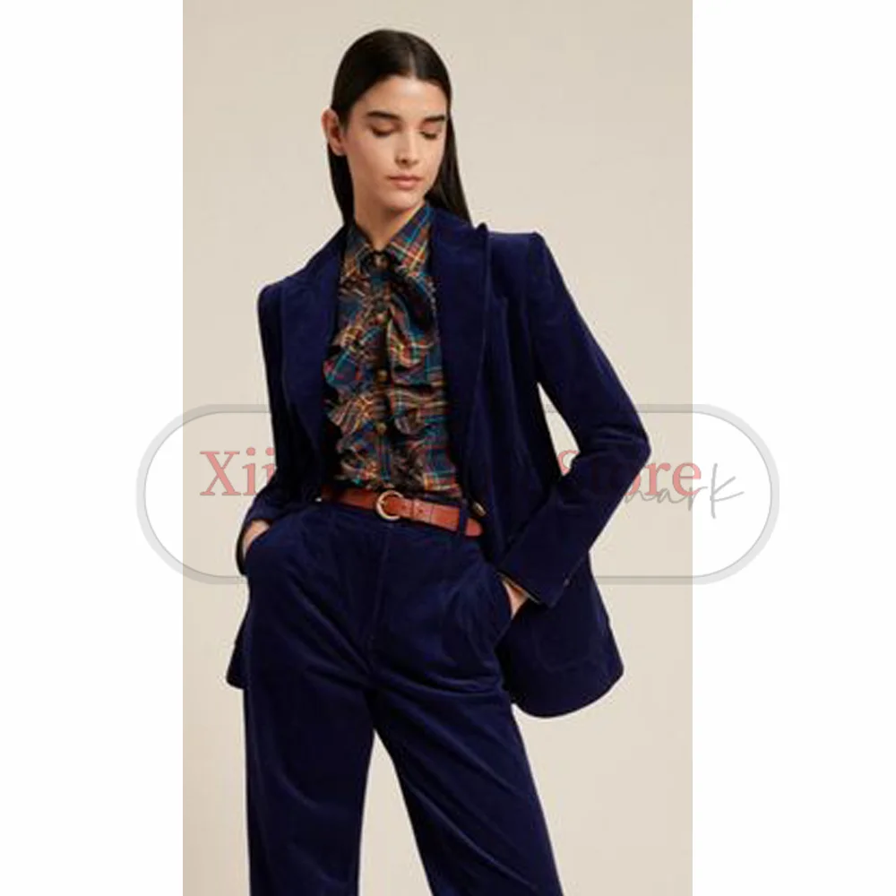 

Shiny Women's Suit New Women's Luxury Velvet Two-piece Commuting Wear Single-breasted Suit Woman Clothing Casual Korean Outfit