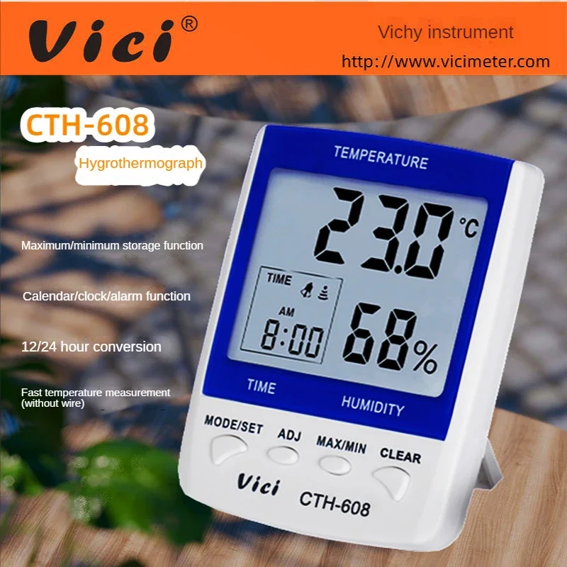 New Arrival VICI Thermohygrometer 608 Series Large Screen Multi-function Wall-mounted Electronic Hygrometer Alarm Clock Multi-fu