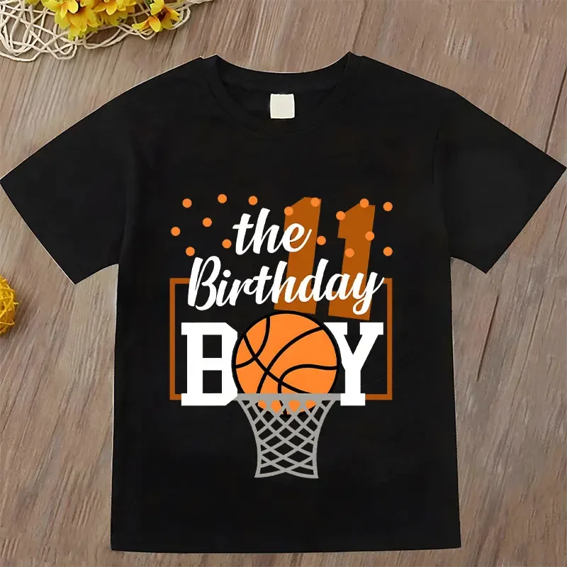 New Fashion BasketBall Boys 11th Birthday Tops Matching Family Party Graphic Tees Fashion Women Men Kids Tee Black Casual Tshirt