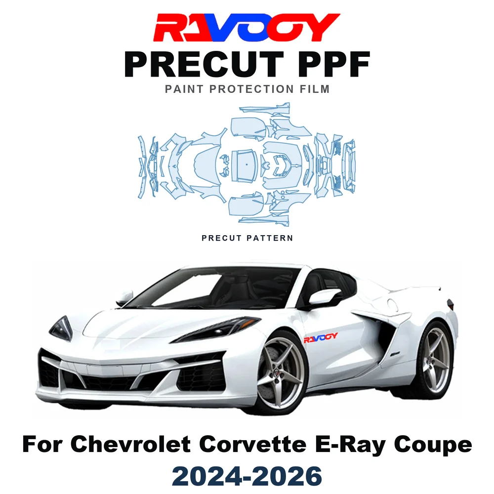 Precut PPF For Chevrolet Corvette E-Ray Coupe 2024-2026 8.5mil TPU Paint Protection Film Hood Bonnet Bumper Headlight Clear Kit