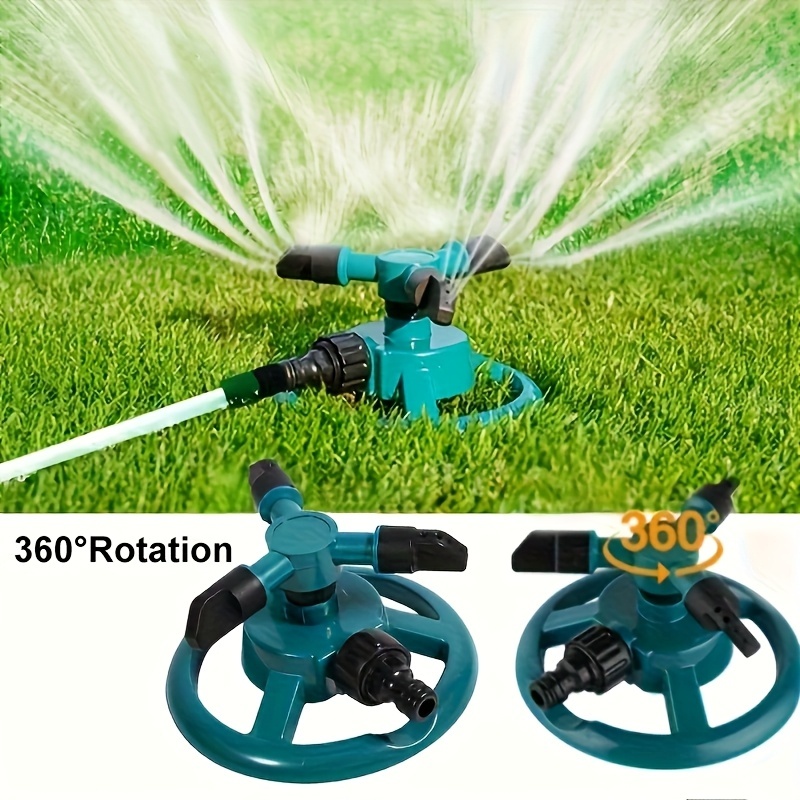  360° Rotary Garden Sprinkler – Wide Coverage, Water-Saving, Easy Install, Anti-Clog Nozzle, Weatherproof for Lawn & Plants. 