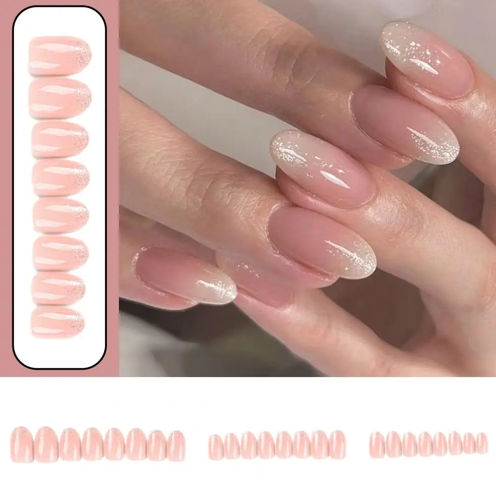 Gel Nep Nagels Stijlvolle Roze Gel Nep Nagels Kit Volledige Cover Draagbare Diy Nail Art Set Voor Vrouwen Korte Persnagels Met Tips