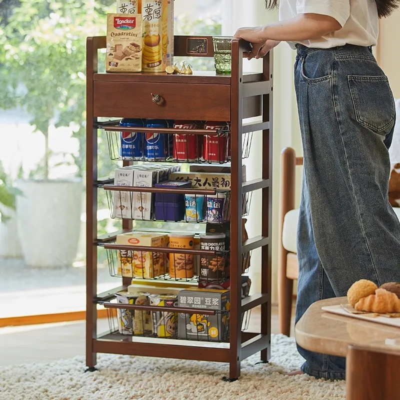 Kitchen multi-functional rack, floor-to-ceiling household seasoning cabinet, multi-layer snack storage rack