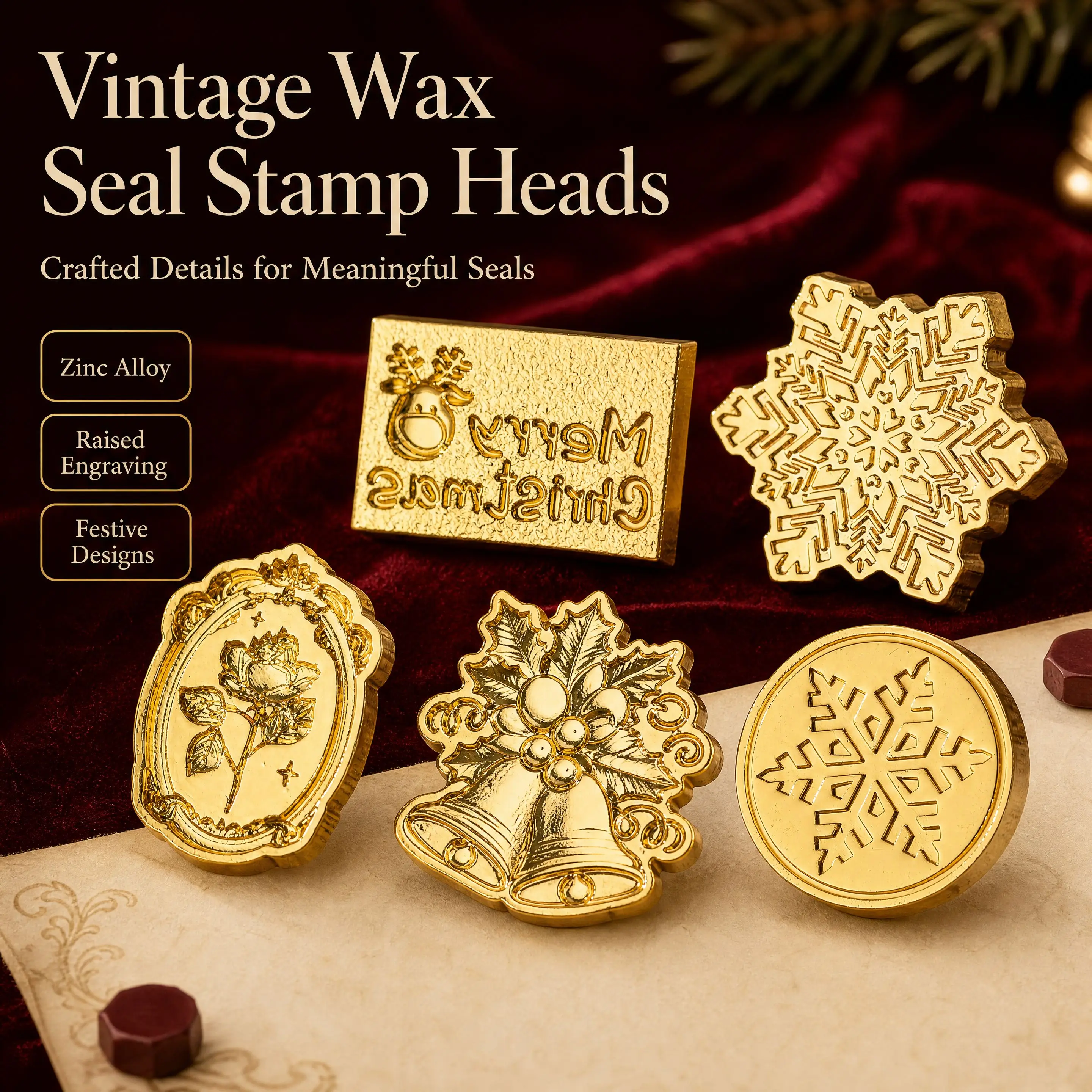 Sellos de cera navideña, cera  - Wax Seal Stamp Set reseña y precio