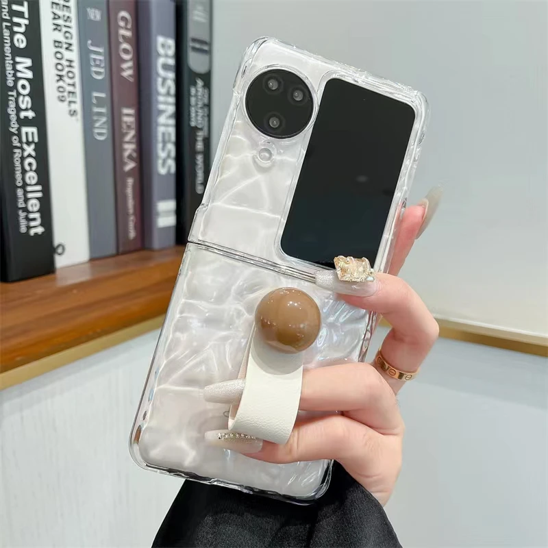 For OPPO Find N3 Flip Wrinkle pattern Transparent Ball Ring Case  For OPPO Find N2 Flip