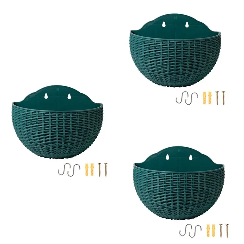 

BAAU Wall Flower Pots Wall-Mounted Flower Pots Semi-Circular Fence Flower Pots With Drainage Hooks