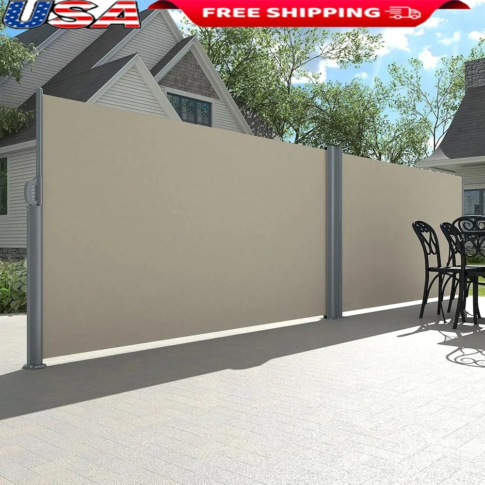 

Retractable Side Awning Outdoor Privacy Divider Full Aluminum Sun Shade Water UV Resistant Folding Privacy Screen Patio Garden