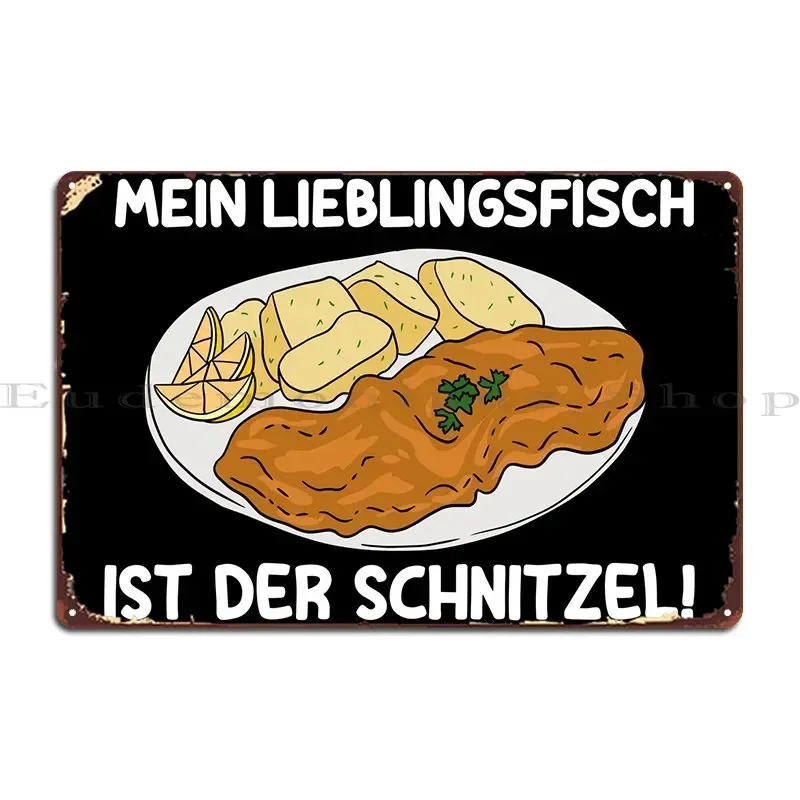 My Favorite Fish Schnitzel Metal Sign Wall Decor Personalized Party Plates Plates Design Pub Tin Sign Poster