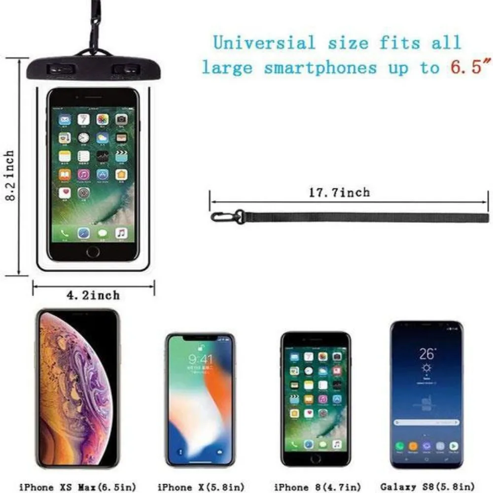 Waterproof Phone Pouch for Outdoor Sports - Mobile Case for Swimming Beach Pool Travel Activities 10.5x21cm