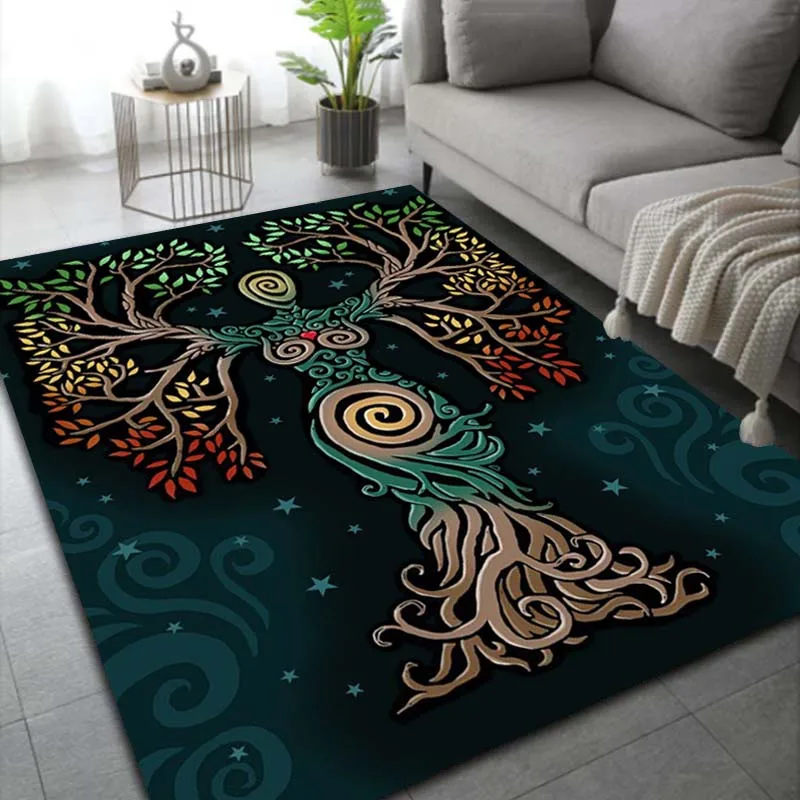 LARGE SIZE Viking Norse Tree of Life Carpet Rug for Home Living Room Bedroom Sofa Doormat Decor,Kid Area Rug Non-slip Floor Mat