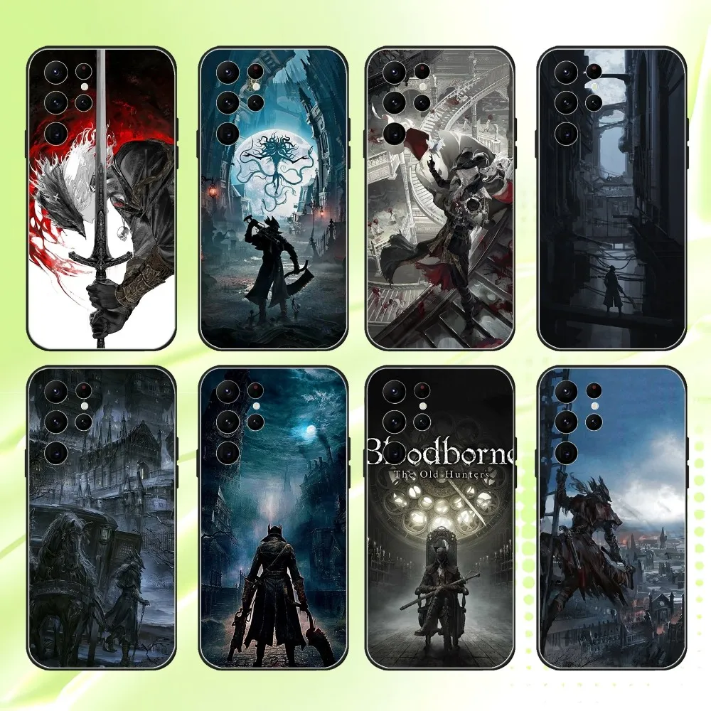 B-BloodborneS COOL Game Phone Case para Samsung S 25,24,23,22,30,21,10,9,Ultra,Plus,Lite,FE,4,5G Black Soft Case
