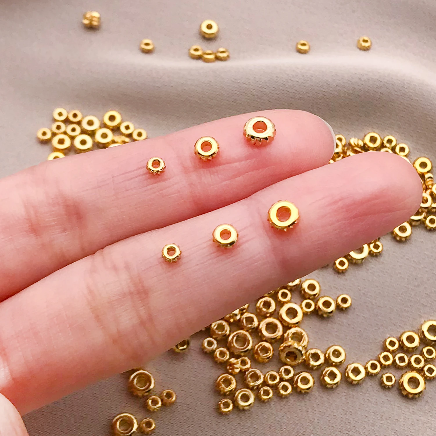 Mix 10/20 Pieces of Copper Thick Silver/ 18K Real Gold Plated Flower Abacus Beads, DIY Bracelets, and Other Accessories image 4
