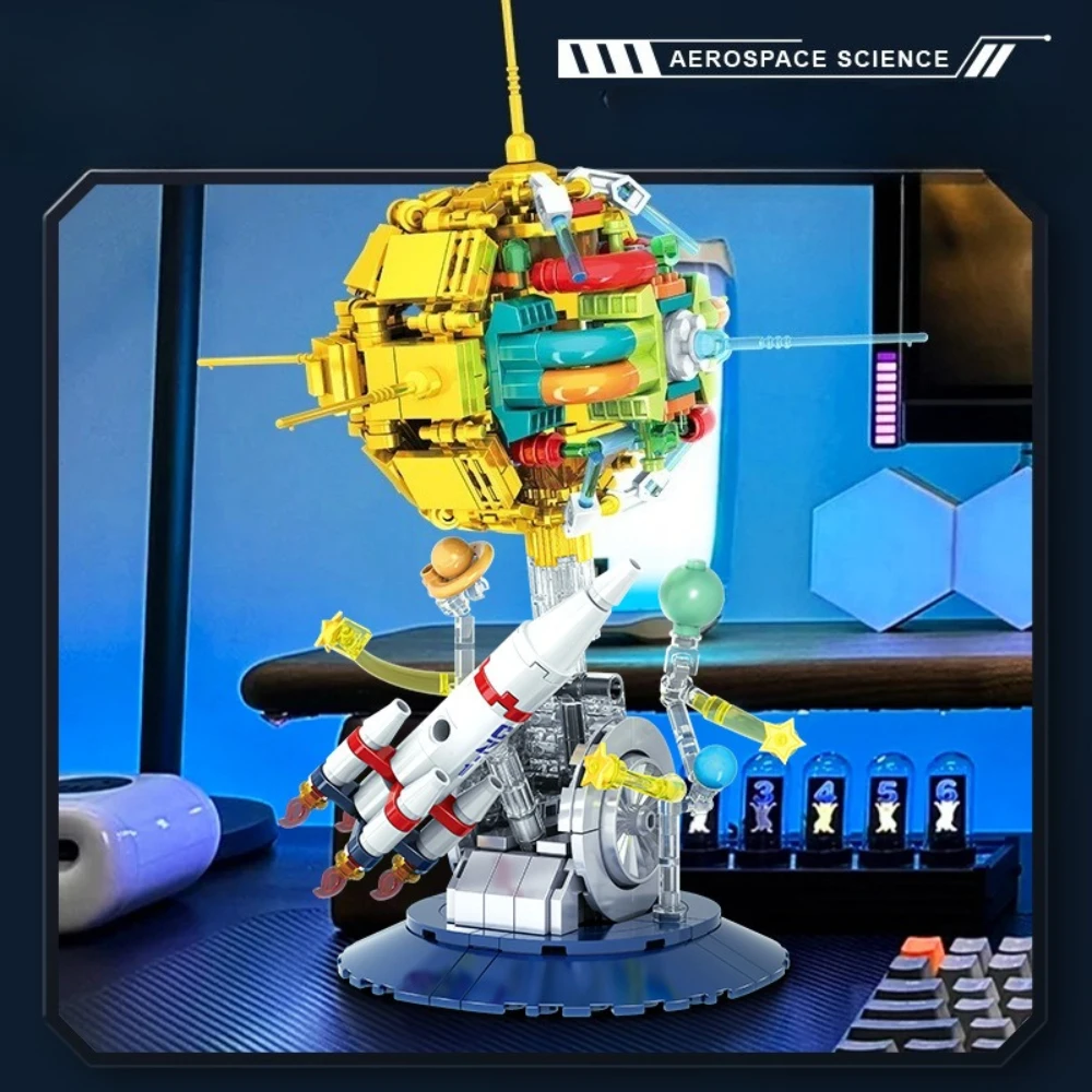 MOC universo espacio planeta cohetes satélites artificiales juego de bloques de construcción ciencia aeroespacial explorar juguete niños regalo de cumpleaños