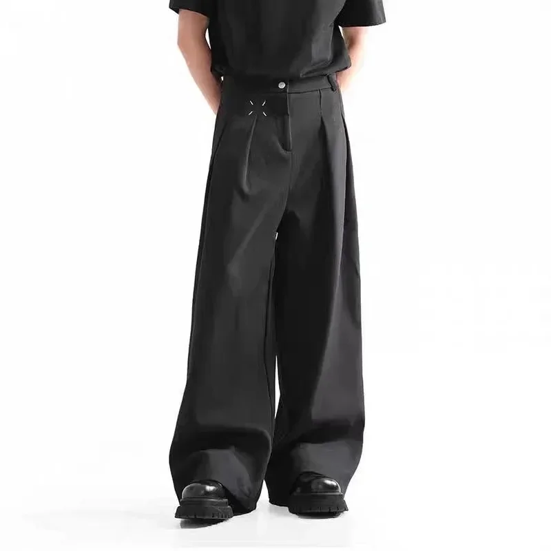

2025American Style Casual Black Pants Men's Loose Drapey Spring Autumn Leisure Professional Suit Long Trousers Home Beauty