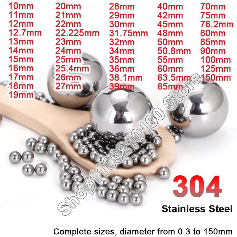 

1-10 шт. шарики из нержавеющей стали 304, 10/11/12/13/14/15/16/17/18/19/20/21/22/23-150 мм, твердый гладкий подшипник, стальной шарик, сферическая бусина