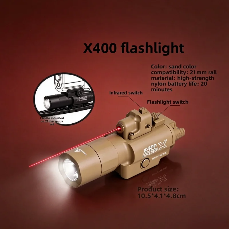 X300U-A Handheld Illumination Light Rail Fixed Design Portable Outdoor Camping Flashlight Black Sand Optional