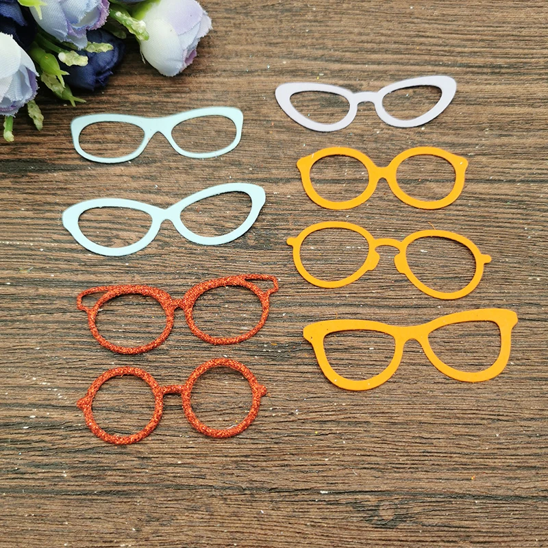 AOKEDIY 8 Pcs glasses Metal Cutting Dies Stencils For DIY Scrapbooking Decorative Embossing Handcraft Template