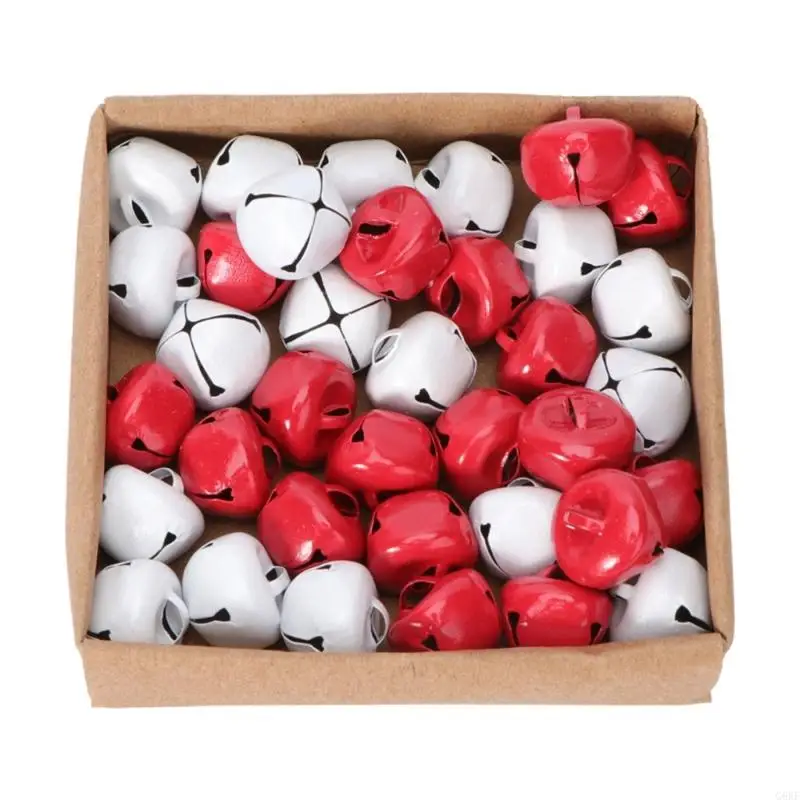 

G6KF Christmas Bells 36 Pieces White Red Bells Small Colorful Craft for Christmas Wreath Home Decorations 0.6Inch