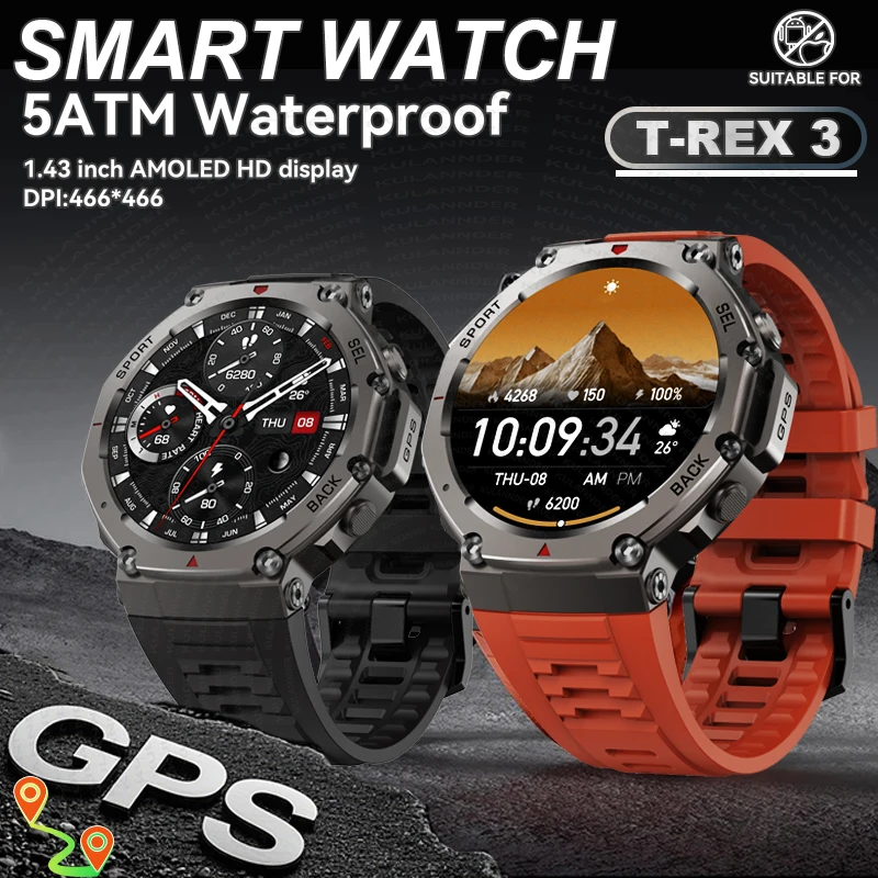 T Rex 3 T-Rex 3 2025 For HUAWEI New Military gps smartwatc Built-in GPS Compass Altimeter 10ATM Waterproof Sport Smartwatch Men