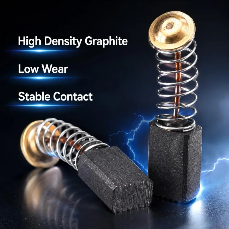 Carbon Brush Kit With Spring Copper Caps Heavy-Duty Electric Motor Carbon Brushes For Drills Replacement Repair Power Tool Parts