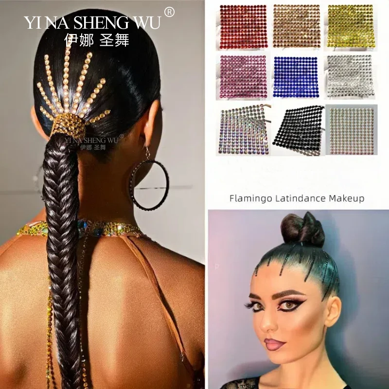 

Головные уборы для латинских танцев, женские профессиональные аксессуары для соревнований по латинским танцам фламенго, 6 мм, блестящие бриллиантовые блестящие наклейки для дрели