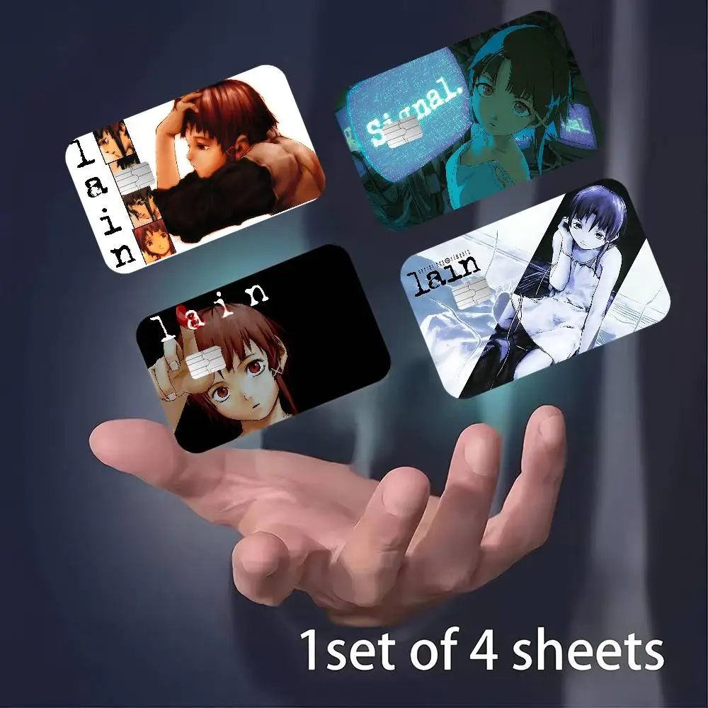 Anime S-Serial Experiments L-lain Cartoon Credit Card Skin Stickers for Bank Card Bus Metro Card Sticker Waterproof Women Gift