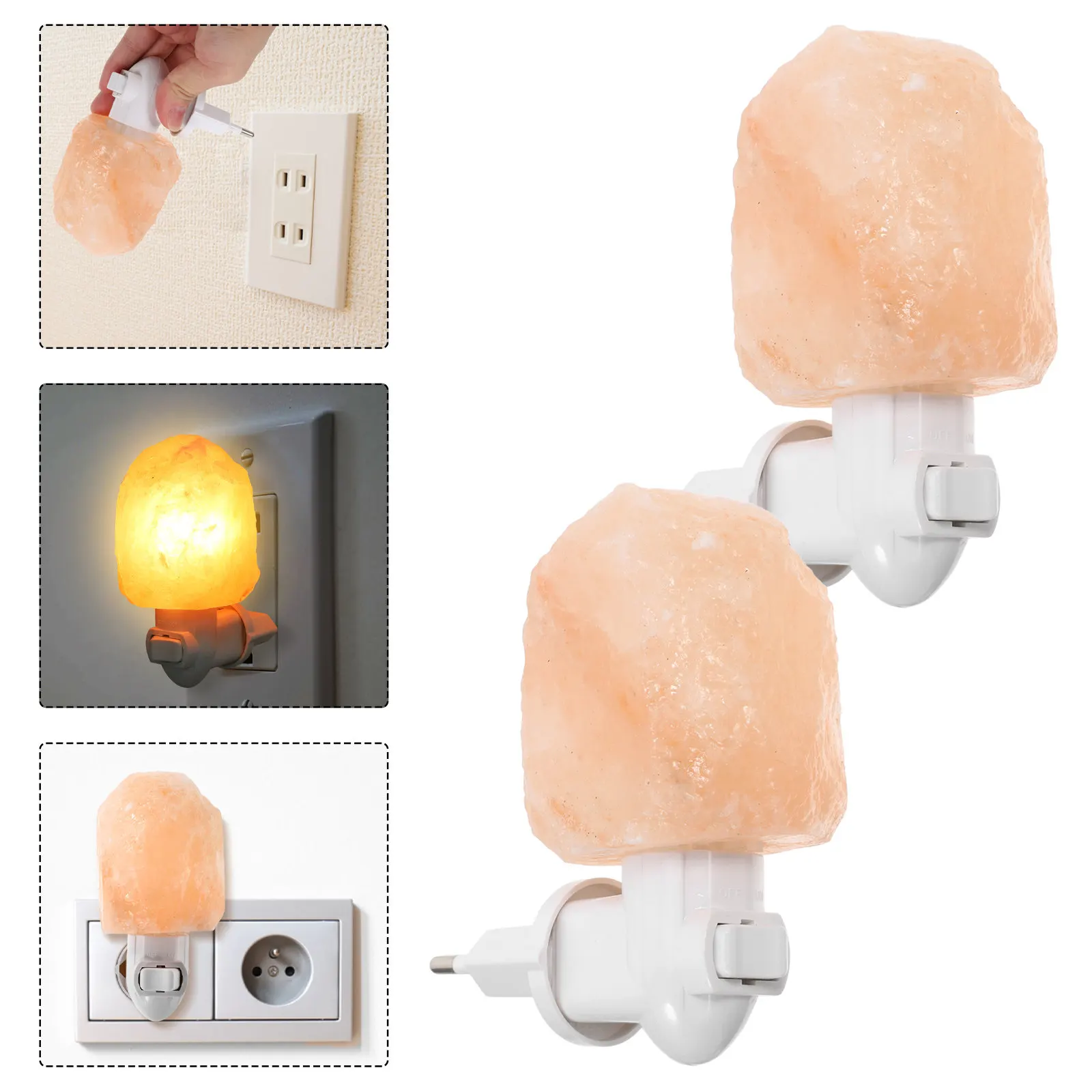 2Pcs Decorative Plug in Night Light Wall Lamp Modern Simple Design Soft Glow for Baby Room Study Kitchen Dining Living Space
