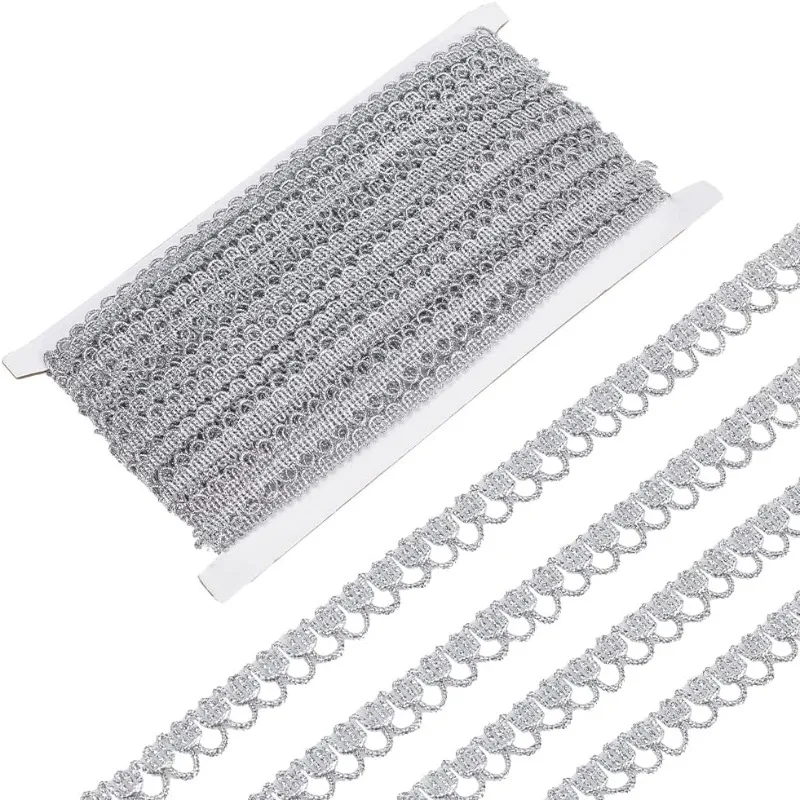 

20 ярдов плетеная металлическая кружевная отделка 0,43 дюйма с широкими металлическими краями, тканая отделка для занавесок, абажуров, швейный мешок, костюм, поделки «сделай сам»
