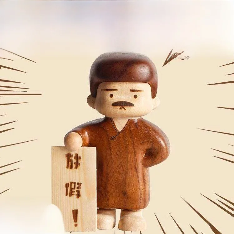 

Creative Wooden Figurine Desktop Decoration Stable Emotion Office Desk Student Gift Peer Support Teacher's Day Cute Carving