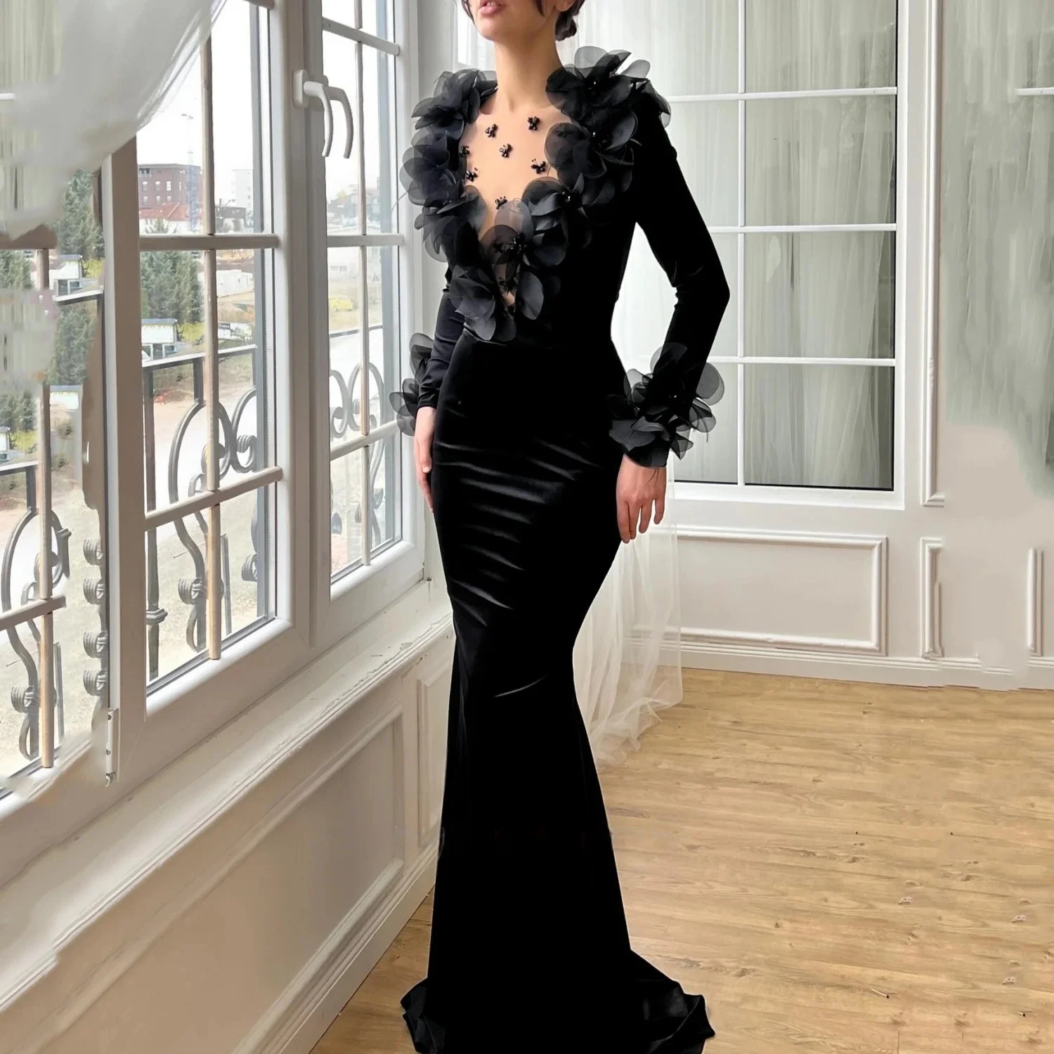 

Черное вечернее платье с длинными рукавами на заказ Вечерние платья для выпускного вечера Pastrol унисекс Джерси Ретро Дубай Саудовская Аравия по индивидуальному заказу