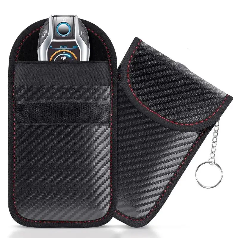 Bag For Key Fob Cage Protector Car RFID Signal Blocking Key Fob Protector Anti-Theft Pouch Double-Layers Of Carbon Fiber Key Bag view 3