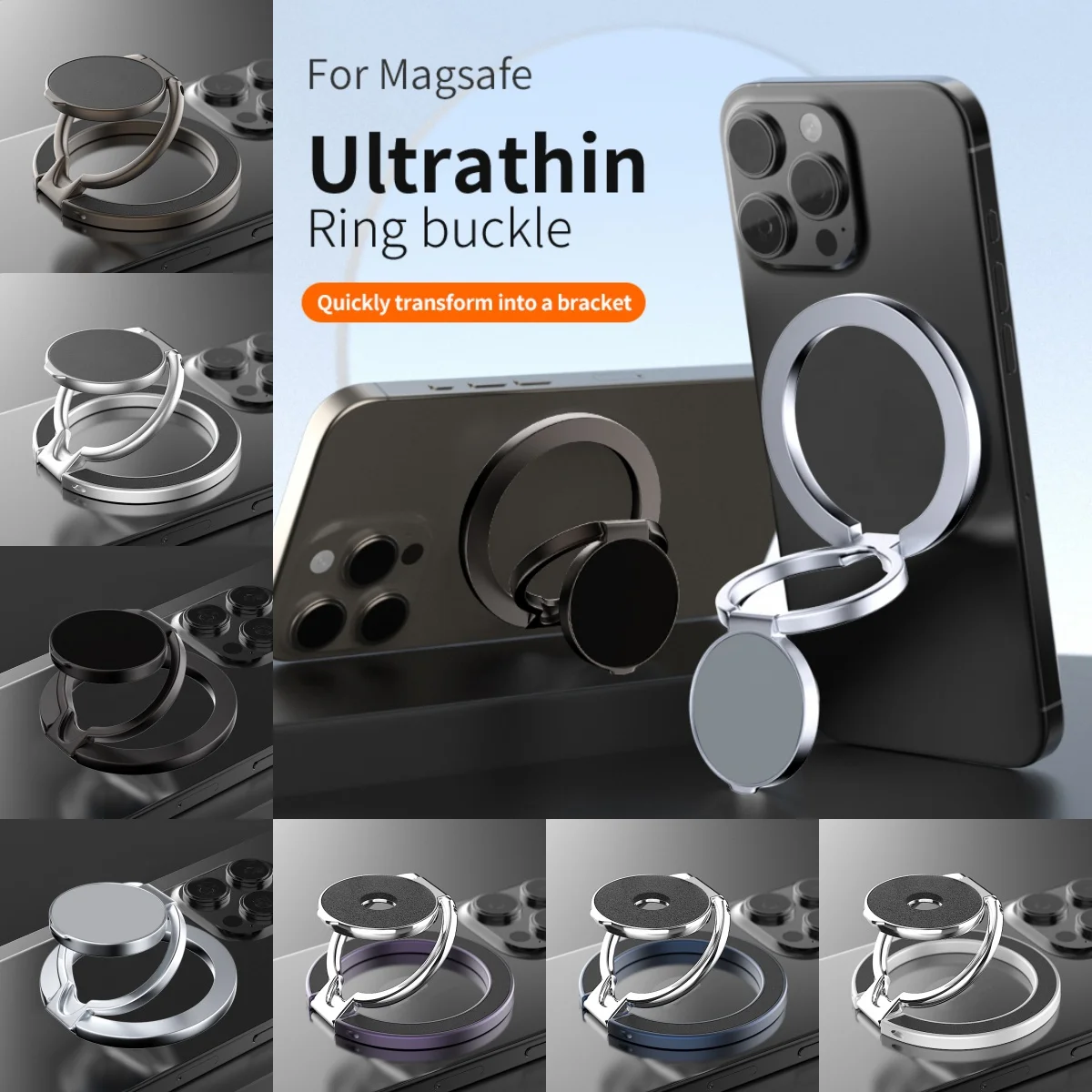 

For MagSafe Double Sided Magnetic Phone Ring Holder Portable Folding Cellphones Stand Phone Accessories Support Bracket Grip