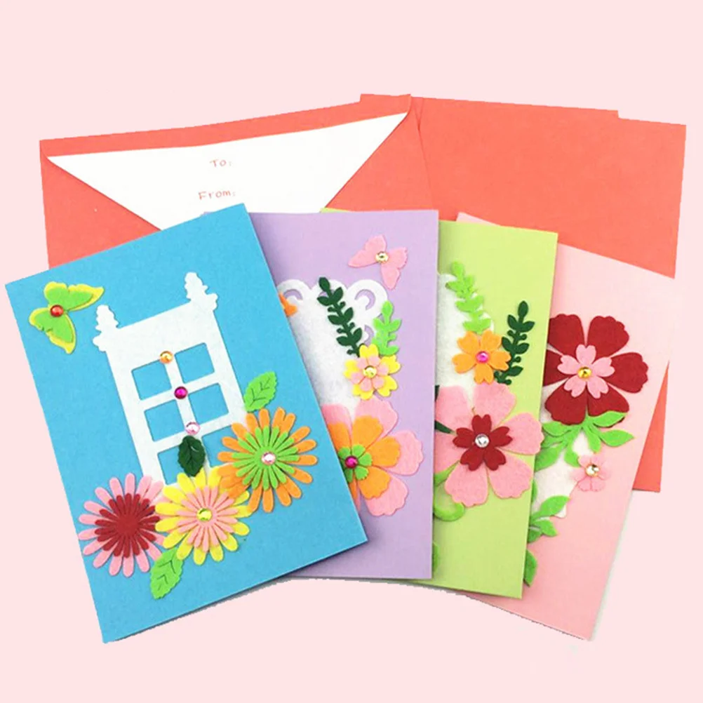 6 stuks kinderen handgemaakte kaarten materiaal nonwoven diy maken kit educatieve ambachten voor kinderen cadeau party kid handgemaakte kaarten materiaal