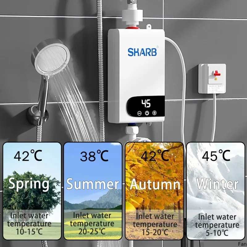 Water Heater 110V-220 Frequency Conversion Thermostat Kitchen Bathroom Wall Mounted Water Heater Tankless Water Heater