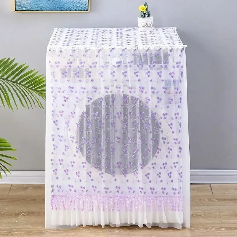 2027 Fully Automatic Drum Washing Machine Cover Lace Embroidery Fully Automatic Washing Machine Dust Covers Gauze Sunscreen Towe