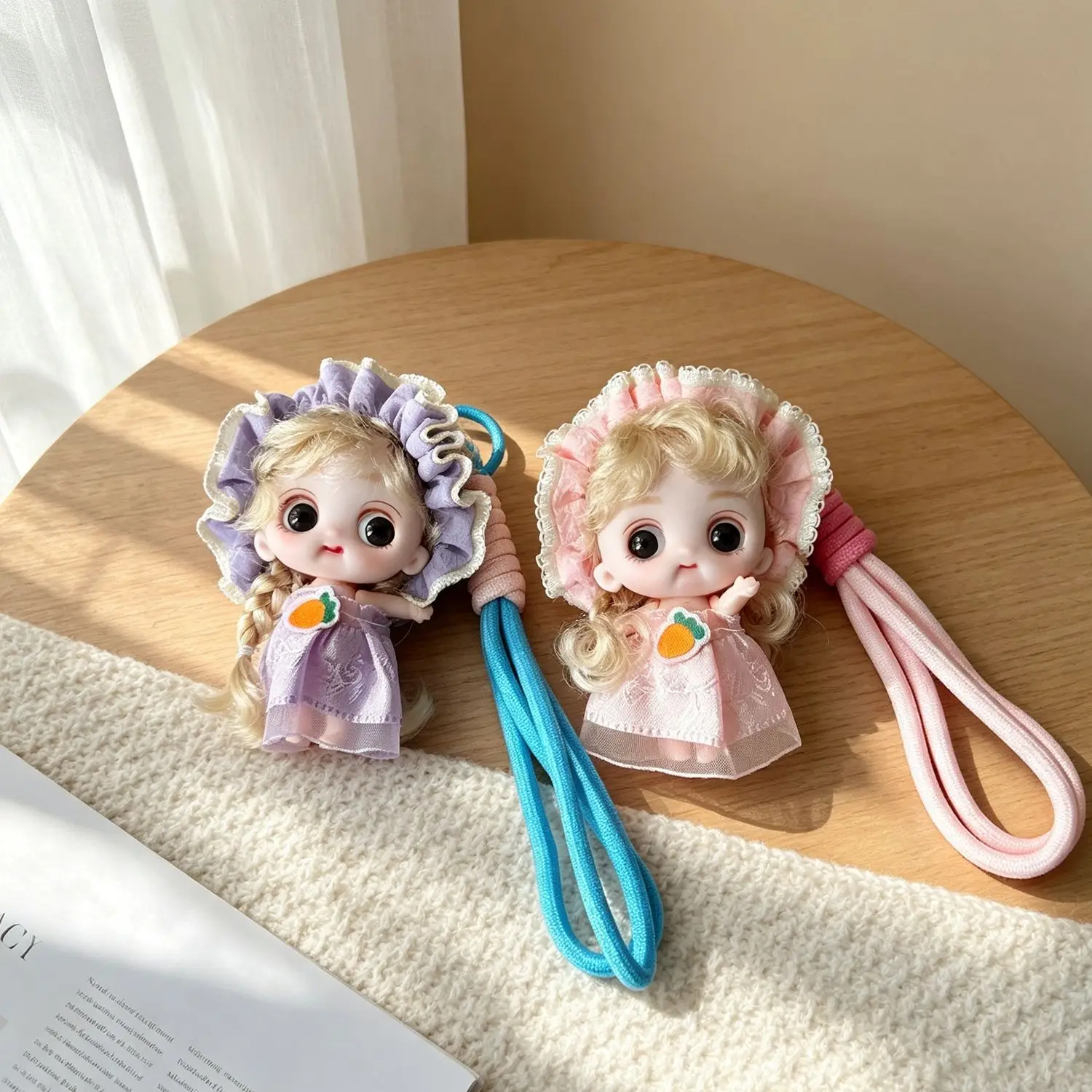 Mini Braided Hair Doll Keychain Pendant Joint Moveable Princess Doll Dress Up Toy Cute Exquisite Girl Toy Bags Charms Accessory