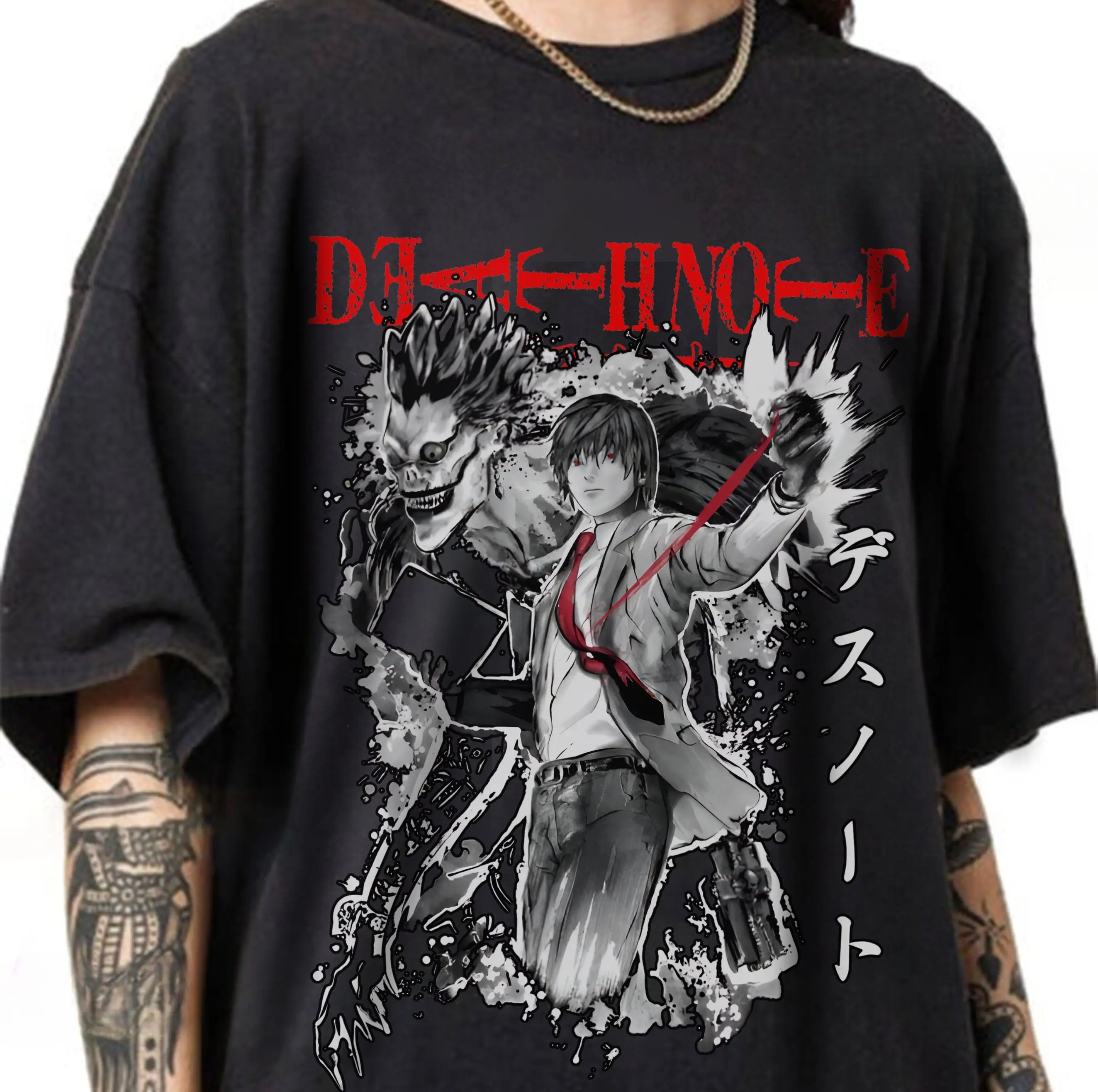 Death Note T-shirt Anime Manga femmes t-shirts Misa Amane inspiré noir Anime cadeau surdimensionné rue Hip Hop femme manches courtes