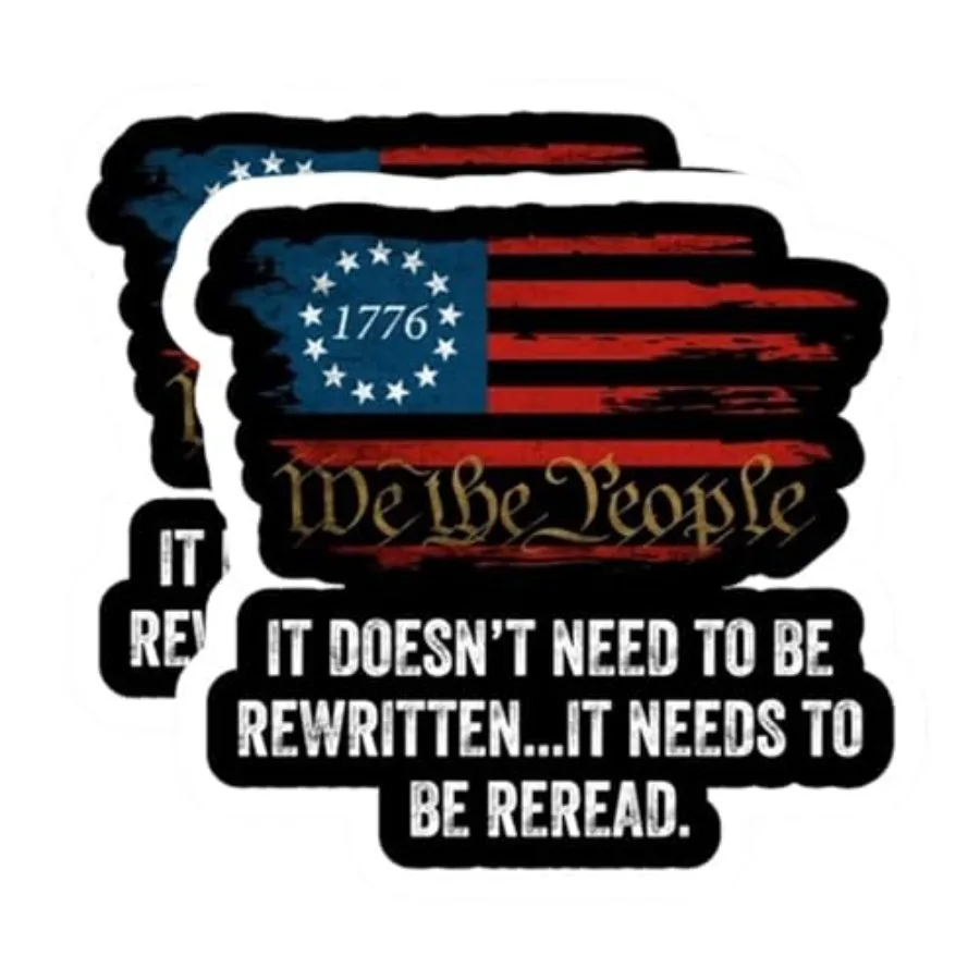 2-Pack We The People American Flag Vinyl Sticker Decal 4 Inches Red White Blue Patriotic Car Decals For Truck Suv Van Window Bu-image