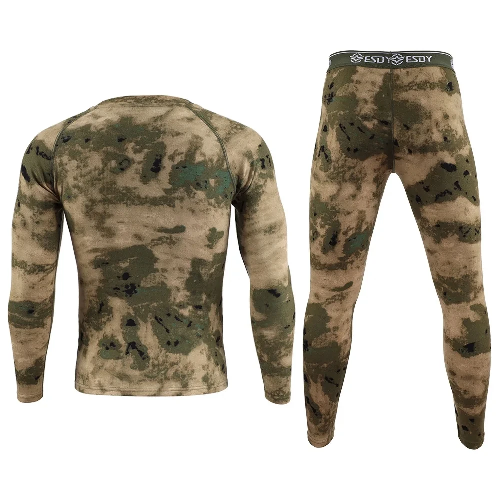 Winter camouflage Men\'s Thermal Underwear Warm Sports Long Johns High Quality Elasticity Cycling Underwear Compression Set