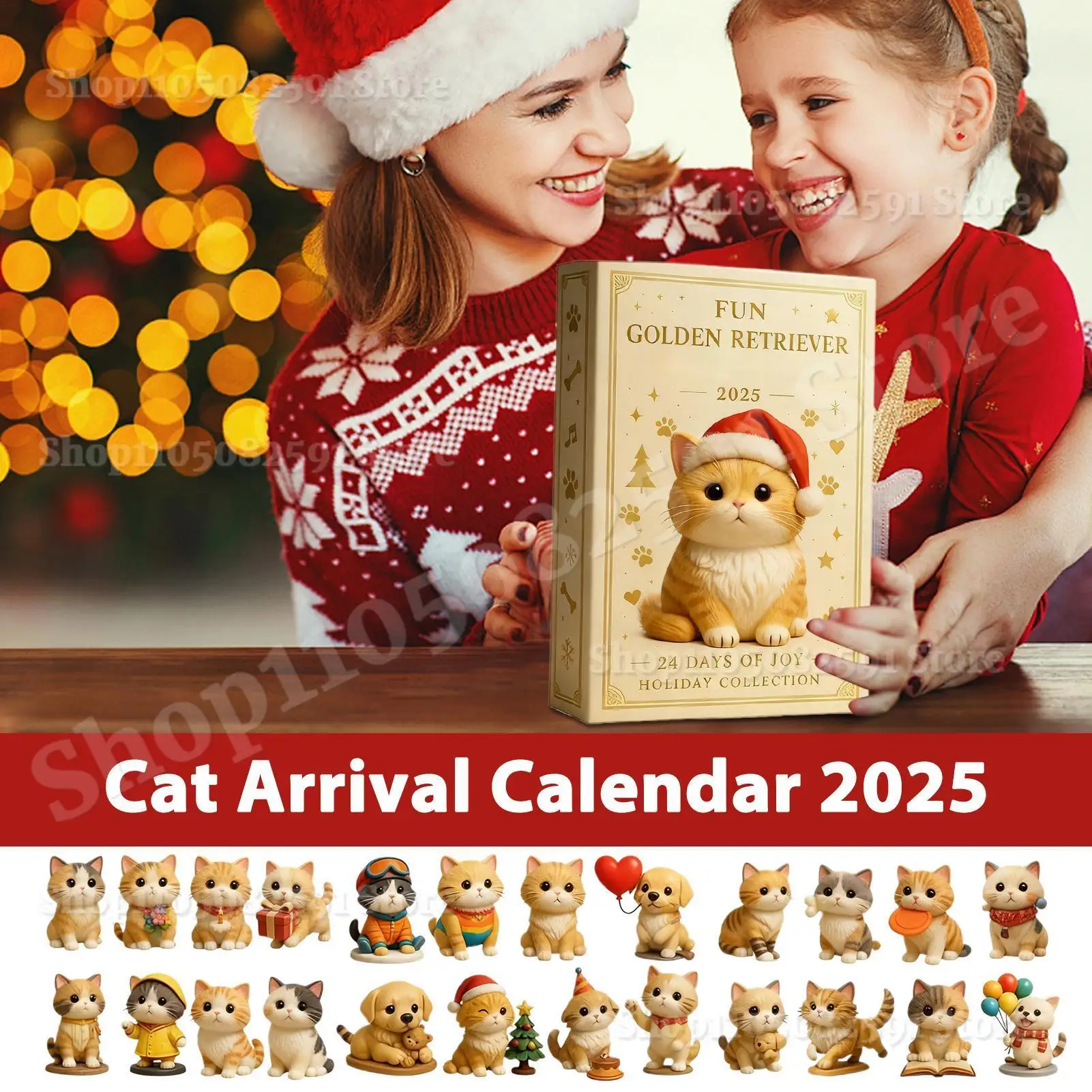 

Cat Lover Christmas Advent Calendar, 24 Days Countdown with 2D Acrylic Ornaments for Christmas Tree Decor, Home, Adults Kids