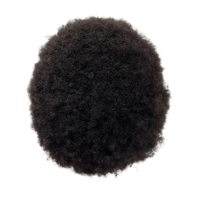 Brazilian Virgin Human Hair Replacement 4mm Root Afro Toupee 1# Jet Black Color 8x10 Full Lace Unit for Black Men