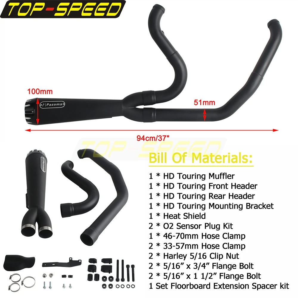 Motorcycle Full Complete Exhaust System 304 Stainless Steel Muffler Pipe For Harley Touring Road Glide Ultra FLTRU 2017 2018 19