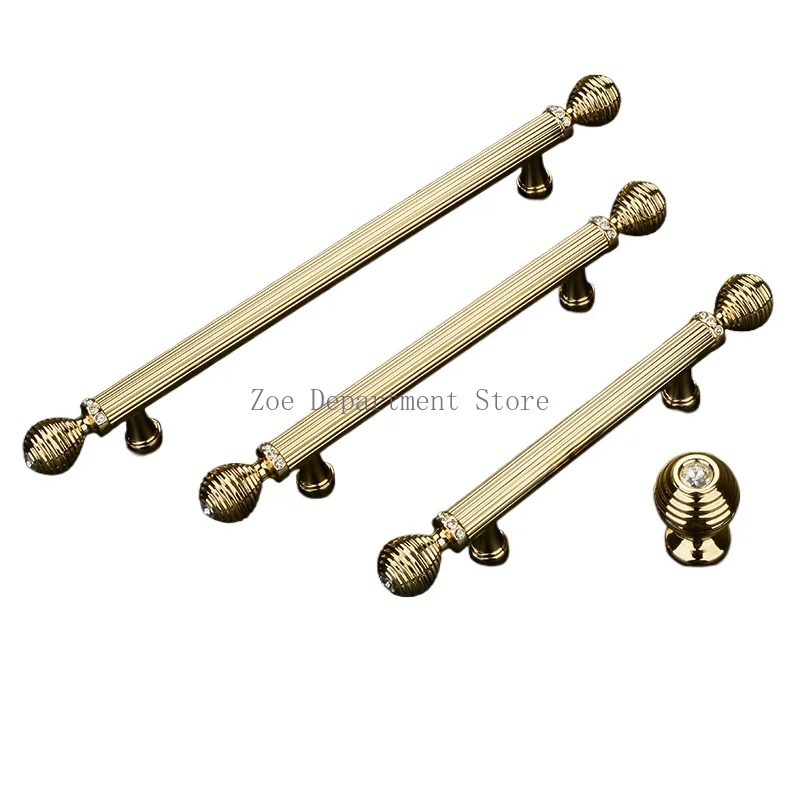 Handle European modern simple light luxury high-end wardrobe door cabinet wine cabinet crystal inlaid diamond long handle