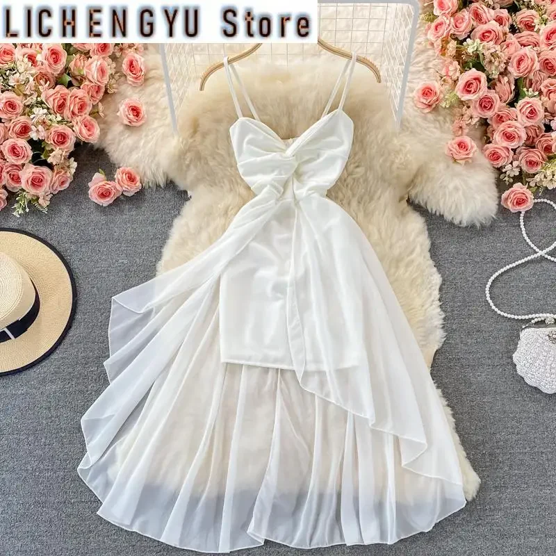 

Elegant Chic Ruffles Backless Strapless Sleeveless Solid Color High Waist Women's Dress Summer New Dresses