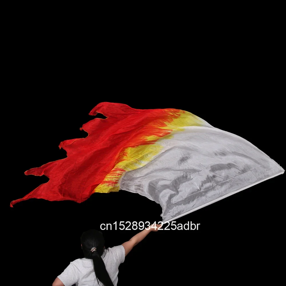 

Набор из 1/2 шт. двусторонних пророческих флагов для хвалебного танца, полукруглый дизайн «Пламя», 100% натуральный шелк, яркие цвета, для церкви