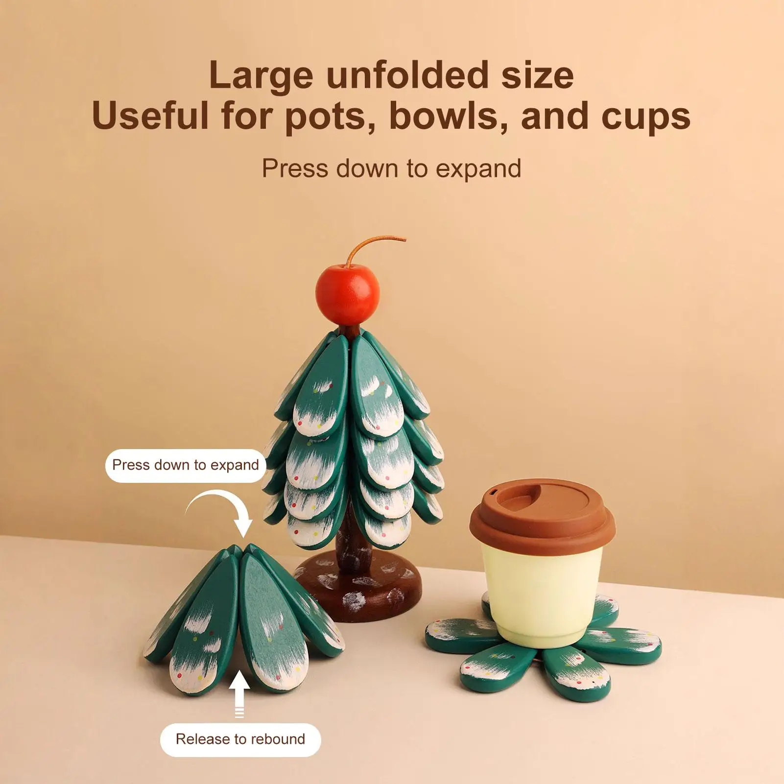 

Wooden Christmas Tree Coasters Hot Dishes Kitchen Drinks Holder Christmas Party Decoration For Plates Cups Mugs Pots Teapots
